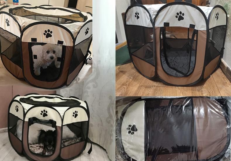 Portable Foldable Dog Cage Pet Tent Houses Puppy Kennel Easy Operation Octagon Fence