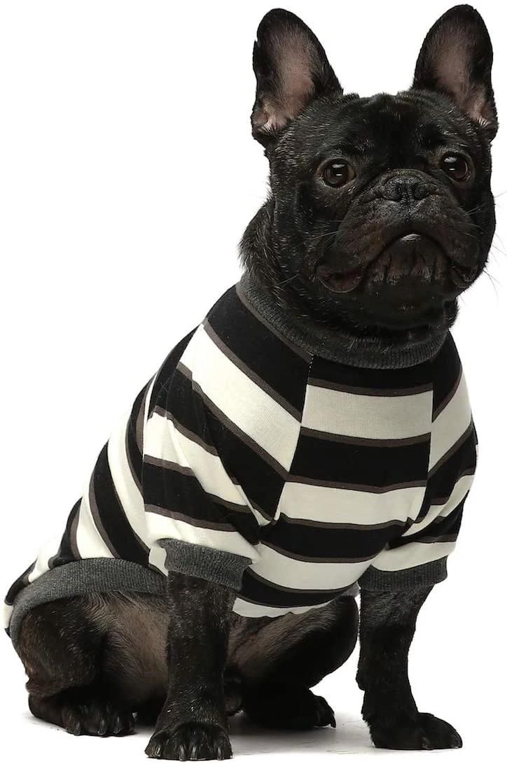 Fashion Design Striped T-Shirt French Bulldog Cotton Dog Rainbow Shirt Spring Clothes for Dog