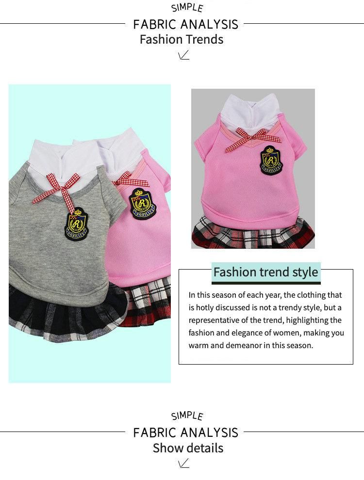 Luxury Cute Campus Style Sleeveless Summer Dog Shirt Sundress Pet Dog Dress