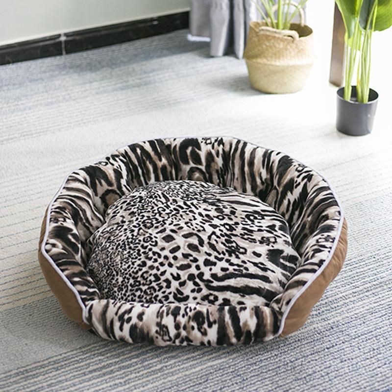 Fashion Pet Products Leopard Print Comfortable Sleep Cute Pet Four Seasons Available Kennel Pet Bed