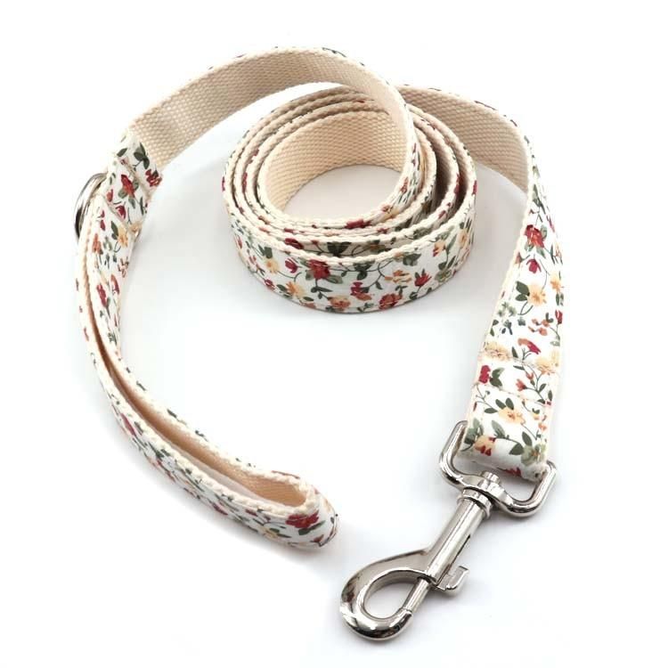Wholesale Customized All Size Dog Luxury Pattern Dog Bow Tie Durable Fabric Webbing Leash Dog Collar