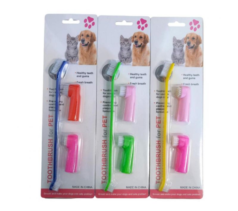 Pet Beauty Toothbrush Dog Cat Dental Stone Cleaning Kit Health Tooth Toothpaste for Dogs Pet Dental Care Kit Yellow