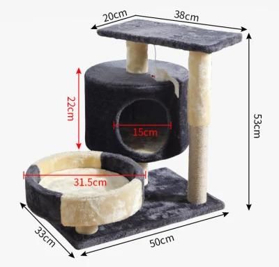 2021 Hot Sale Home Style Natural Pet Sisal Climbing Scratch Pet Small Wood Condo Furniture Scratching Post Cat Tree Tower