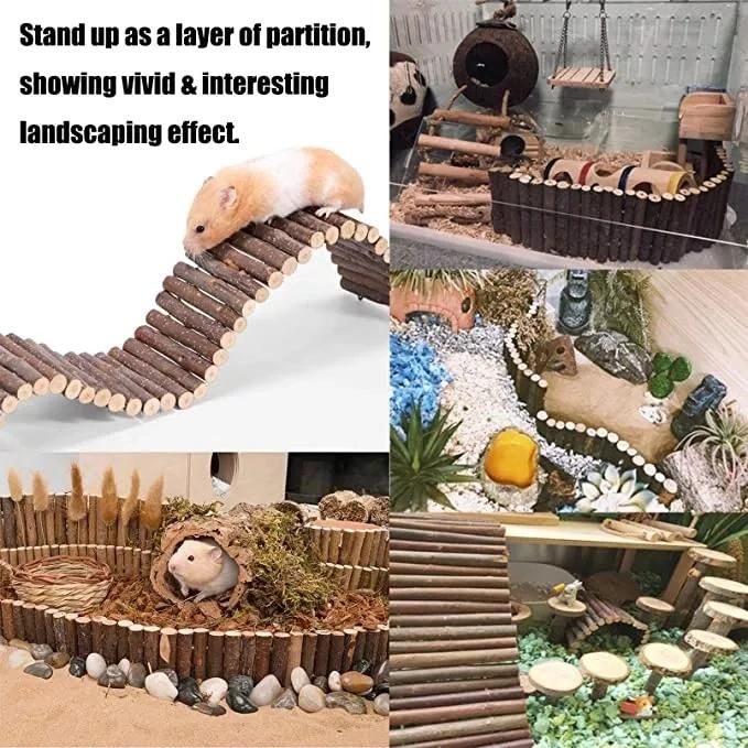 Natural Durable Training Tool Hamster Wooden Bridge Fence Hamster Chew Pet Toy