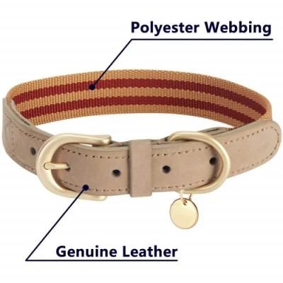 Genuine Leather Dog Collar Duty Pet Collar for Large Medium Dog Adjustable