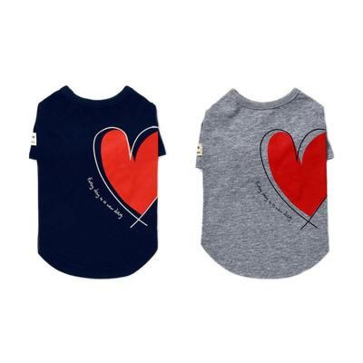 Fashion Pet T-Shirt Versatile Knit Lovely T-Shirt Black Gray Simple Generous Red Heart Pattern Dog Clothes