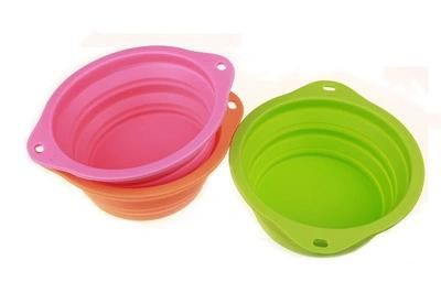 Food Grade Silicone BPA Free Foldable Expandable Cup Dish for Pet Cat Food Water Feeding Portable Travel Bowl
