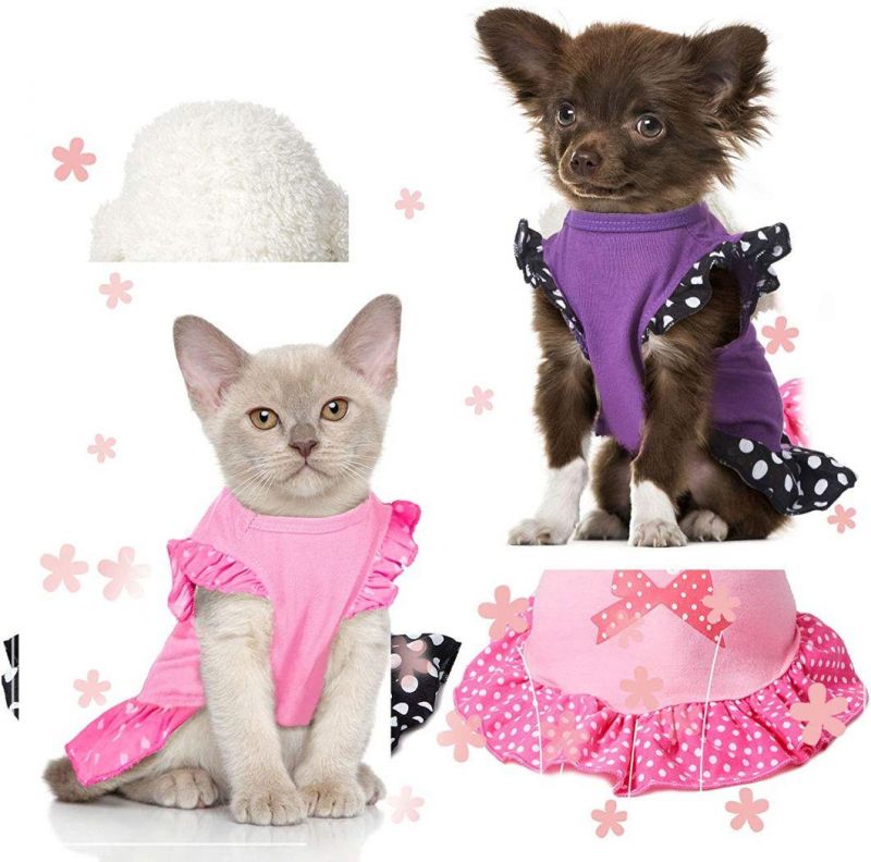 Cute Polka DOT Ribbon Cozy Sleeveless Dog Shirt Sundress Pet Dog Dress