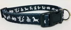 Dog Collar, Pet Collar, Cat Collar, Pattern Collar (art: black-white zodiac)