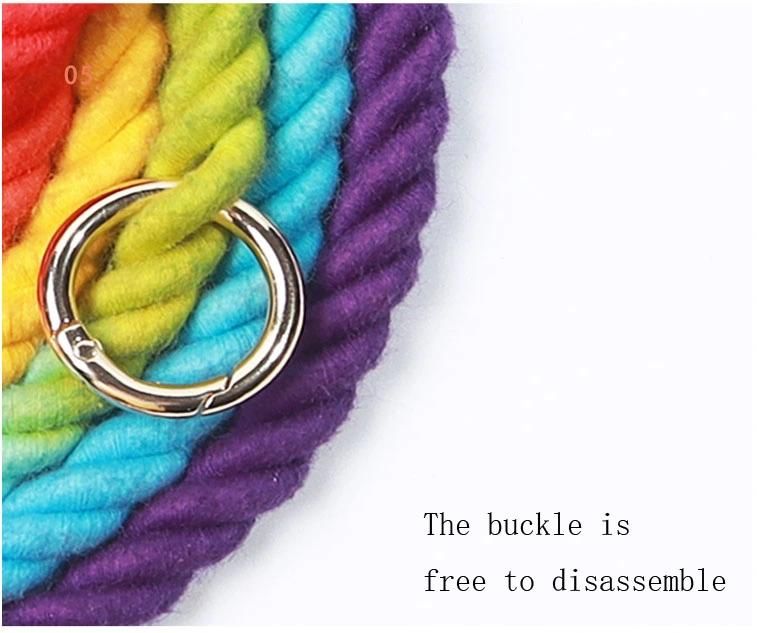 Hand-Woven Rainbow Gradient Color Double-Headed Dog Leash Multifunctional Dog Leash