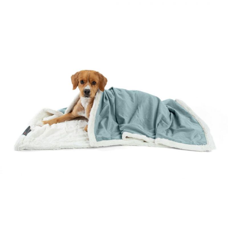Wholesale Ultra-Soft White Faux Fur and Micro-Fiber Double Layer Pet Blanket