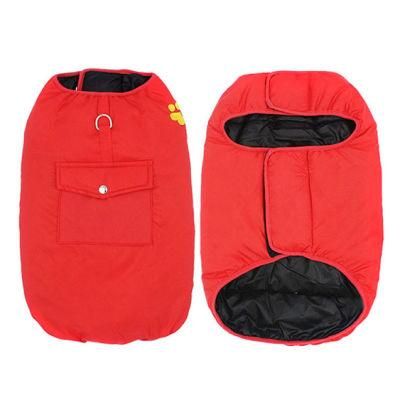 Dog Warm Vest Red Dog Coat with Little Pocket Design on Back