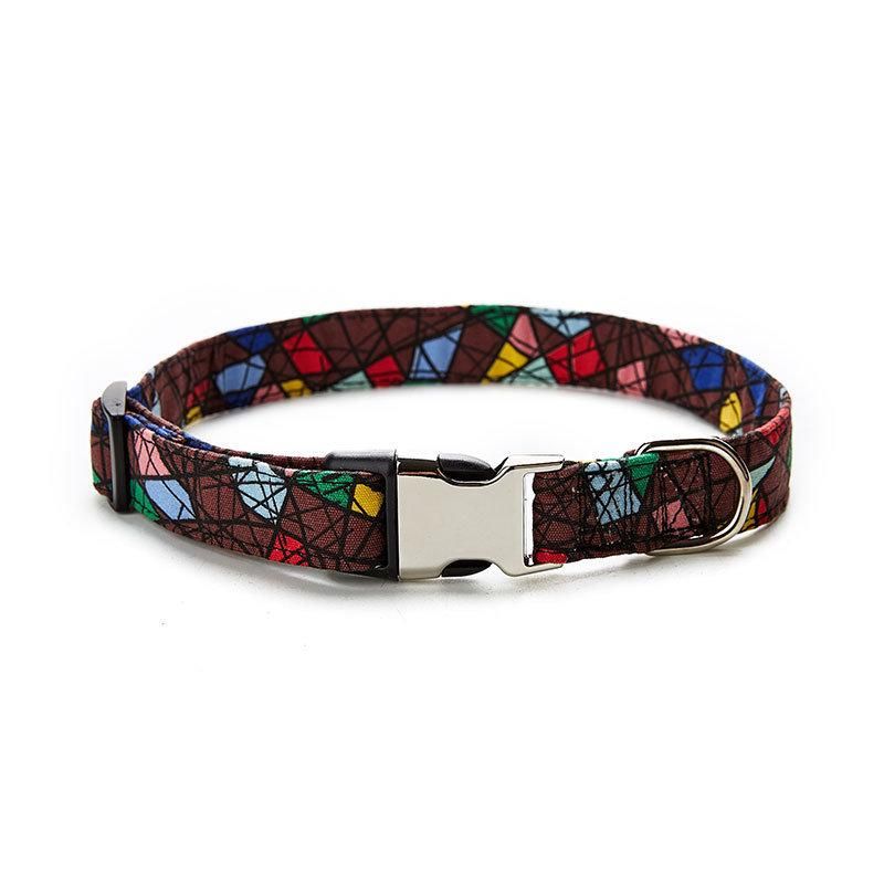 Custom Logo Premium Dog Accessories Polyester Durable Silver Dog Collar Designer
