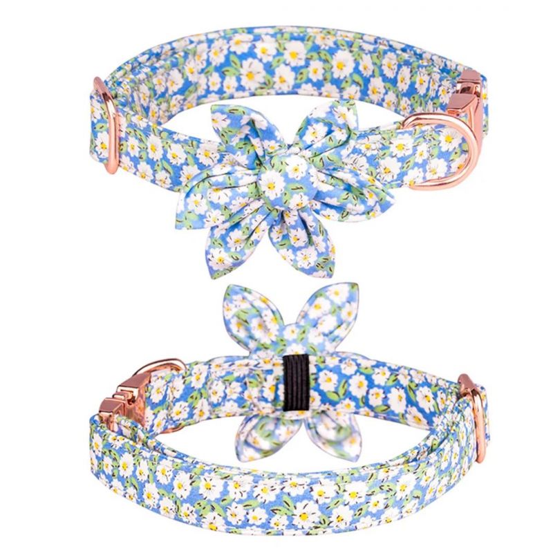 Hexapetalous Flower Pet Collar Soft Cotton Dog Collar