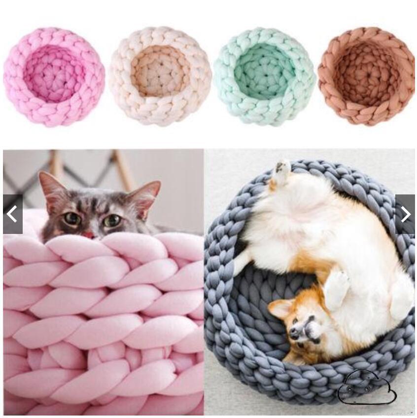 Warm Cotton Pet Cat Dog House Kennel Puppy Round Sleep Bed Soft Mat Pad Cat Bed