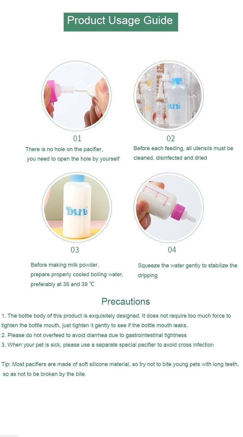 60ml Colorful Mini Pet Milk Bottle for Cats Dogs and Puppies Pet Milk Drinking Fountain