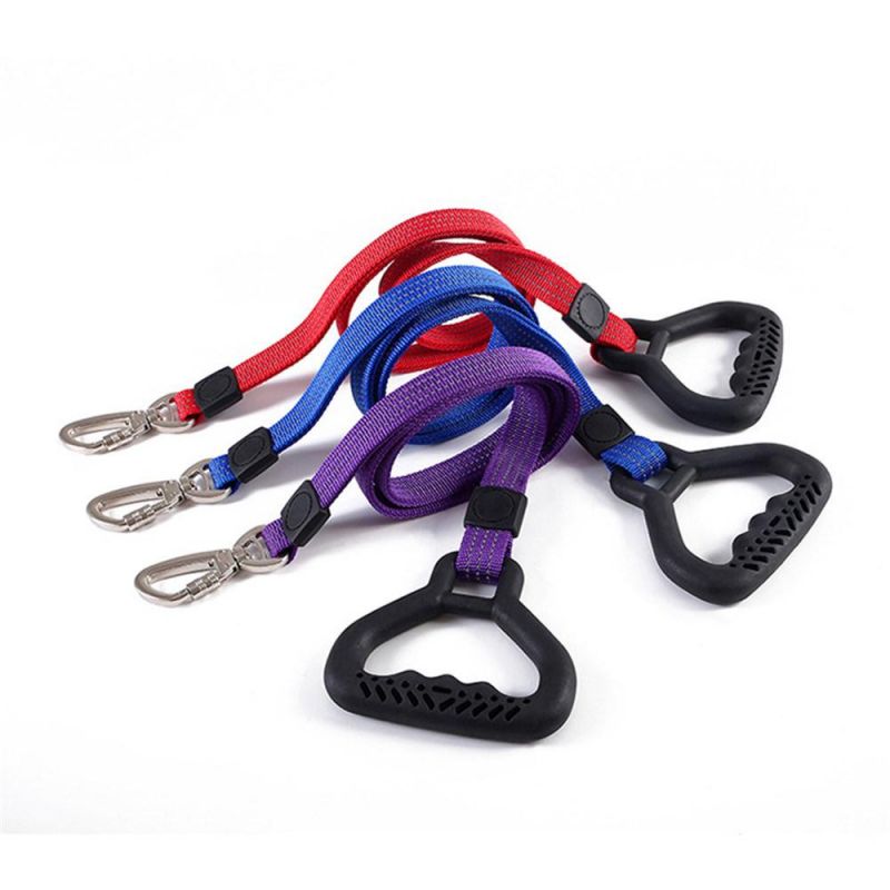 Reflective Heavy Duty Safety Nylon Pet Leather Leash with Handle