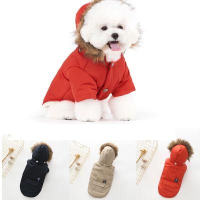 Thicken One Pocket Korean Style Cotton Hoodie Warm Dog Jacket Coat Costume Winter Dog Clothes