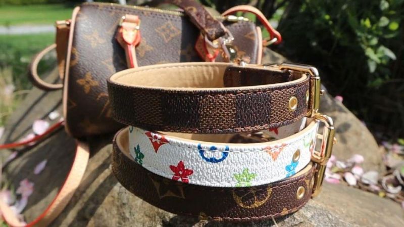 Luxury PU Leather Pet Collar Custom Colors Softly Padded Waterproof Classic Vegan Genuine Leather Dog Collar