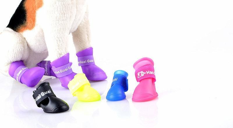 4PCS/Set Pet Dog Rain Shoes for Rubber Portable Anti Slip Waterproof Pet Dog Cat Rain Shoes