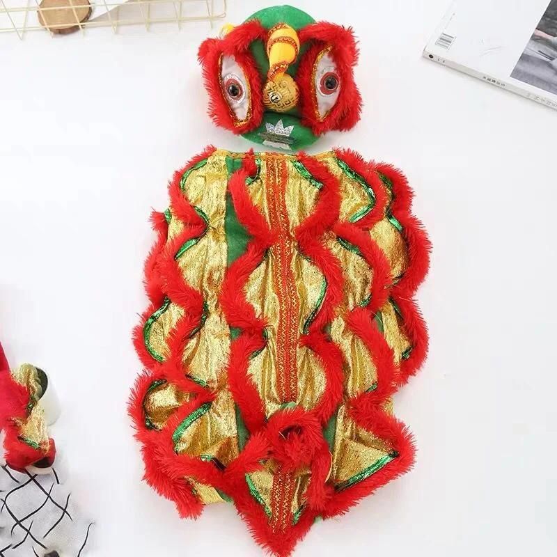 Dog Costume Cute Lion Dance with Red Sequins New Year Cat Dog Coat for Small Dogs