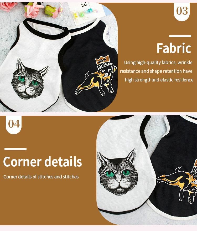 Wholesale Plain Pet Summer New Pajamas Medium Tutu Pet Cat Printed Vest Dogs Clothes