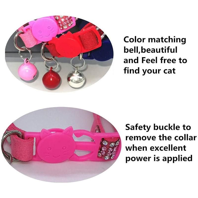 Bling Pet Collar Cat Rhinestone Collar with Bell Breakaway