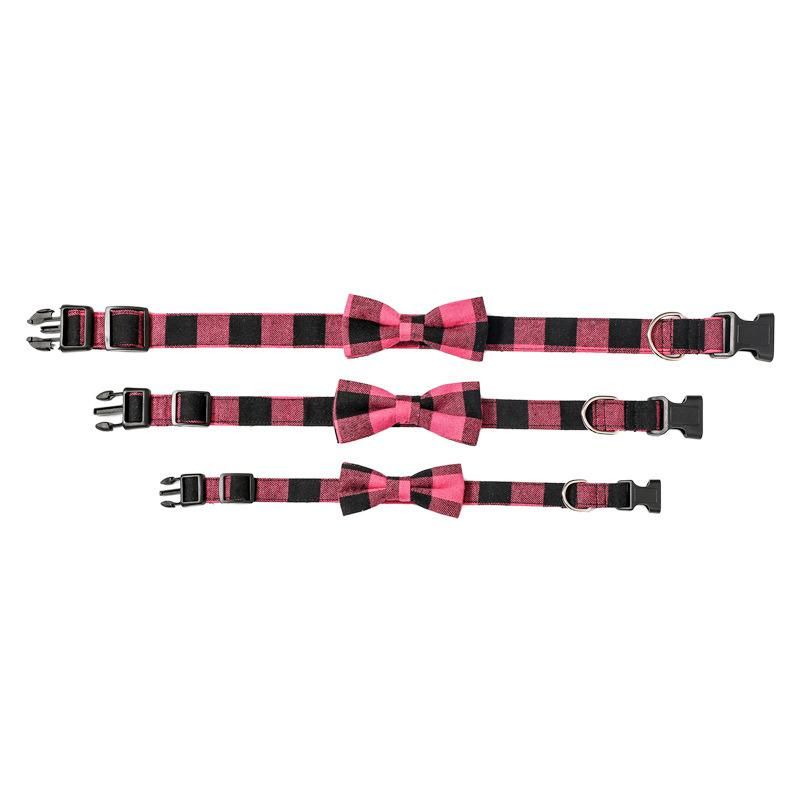 Small Medium Large Dogs Bowtie Pet Collar, Cotton Striped Colorful Plaid Adjustable Dog Collars//