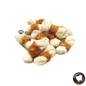 3&quot; Rawhide Knotted Bone with Chicken Dog Treats Pet Food