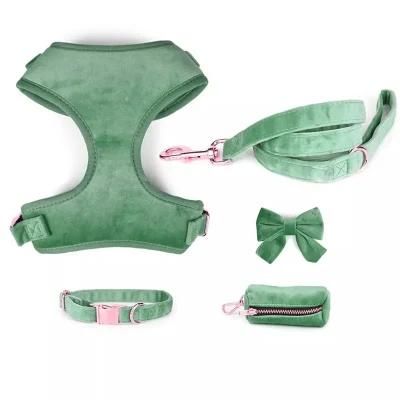 Custom Dog Harness with Leash Collar Poo Bag