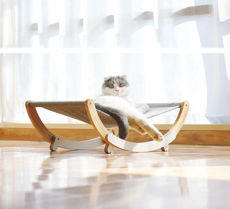2020 New Design Wood Cat Bed Rocking Soft Cat Bed