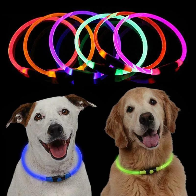 Luminous LED Dog Collar USB Charging Flashing Night Cat Collars Pet Accessories