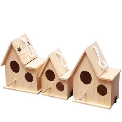 Factory Custom Creative DIY Bird Nest Handmade Solid Wood Bird House Pastoral Style