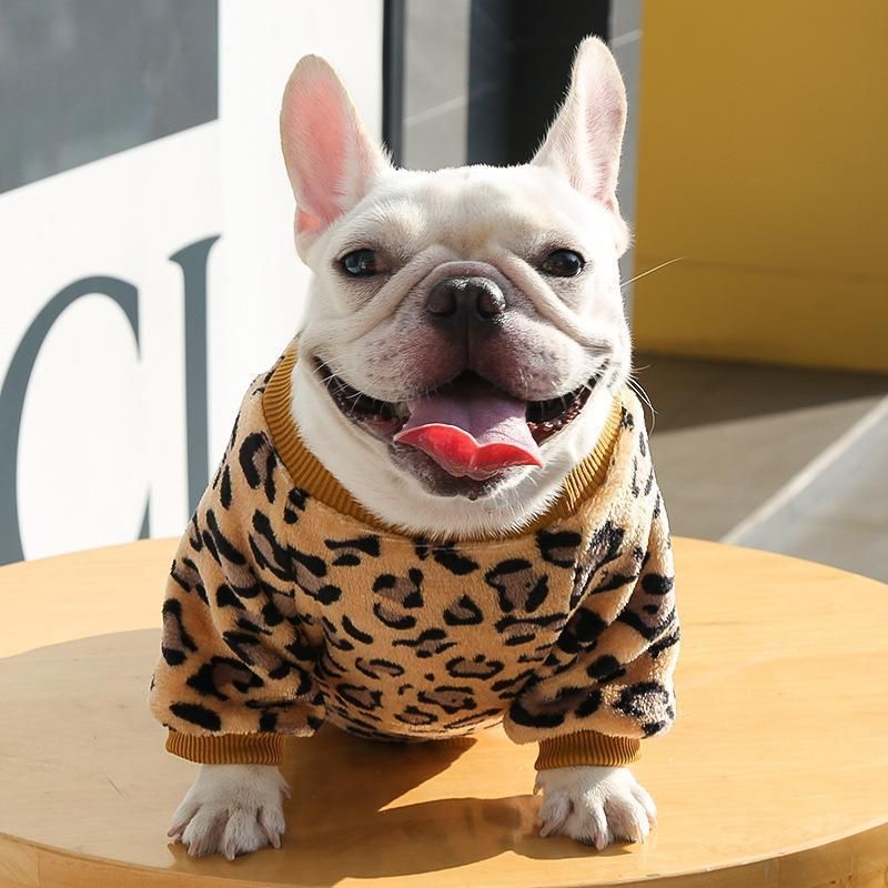 Fashion Leoopard Fleece Warm Coat Dog Accessories Apparel Pet Clothes