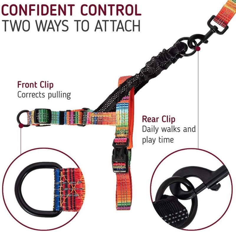 Pattern Reflective No Pull Dog Harness with Bungee Handle