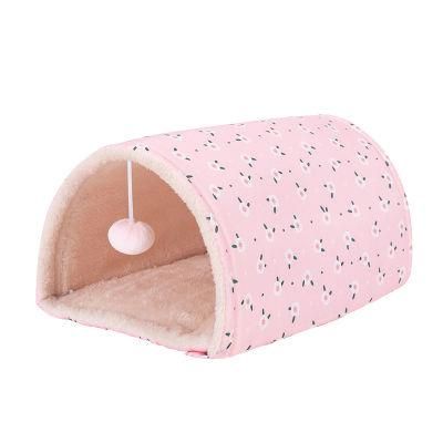 Hot Pet Nest Mat Two Uses Cat Tunnel with Pendant Cute Pet Bed Cartoon Toy Passageway Cat House