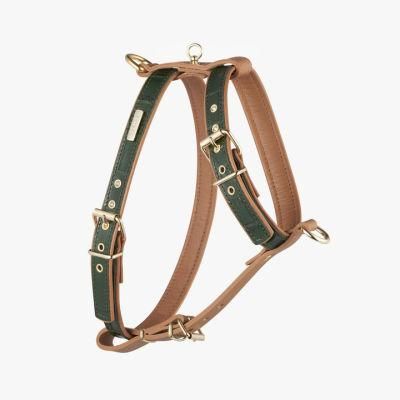 Luxury Soft Vegan Leather Adjustable Dog Harness Non-Pull Pet Leather Strap Harness