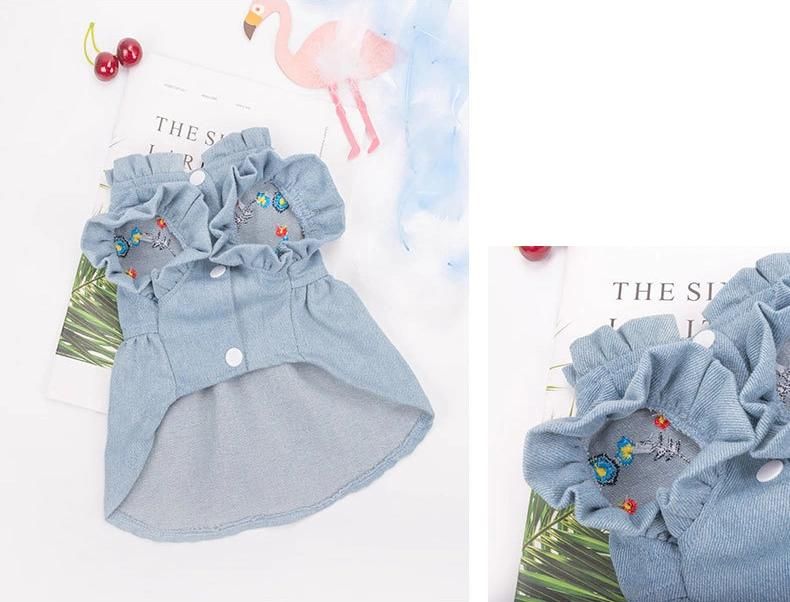 New Arrival Embroidered Fold Thin Pet Apparel Design Dog Summer Dress