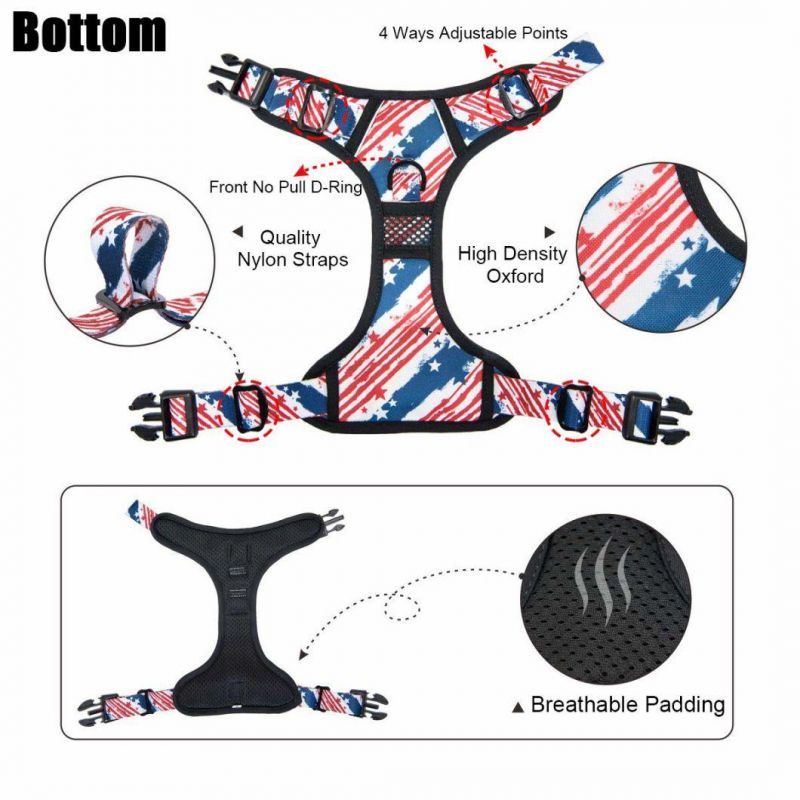 2022 Amazon Hot Selling Large Dog Harness No Pull Dog Harness Reflective Adjustable Pet Vest Oxford Pet Harneses Designer Custom Dog Harness