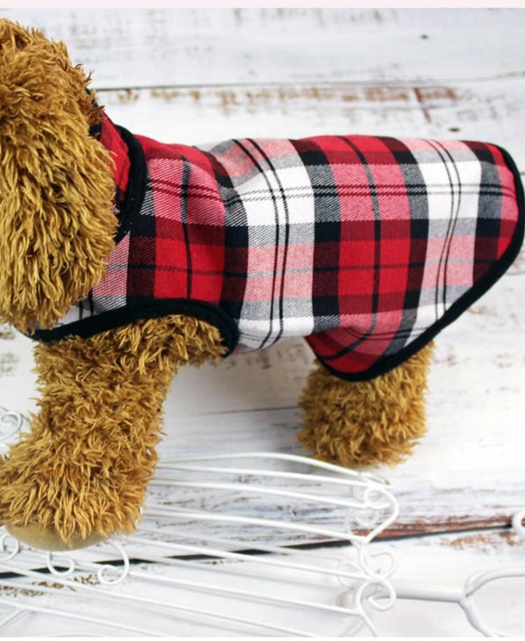 Thicken Double-Faced Industrial Style Plaid Warm Stand-up Collar Dog Jacket Coat Costume Winter Dog Clothes