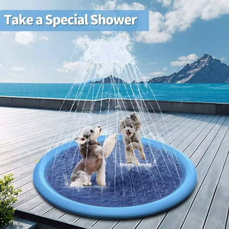 Amazon New PVC Inflatable Water Spray Mat Pad in Stock Dog Bed Water Spray Toy Pad Folding Pet Pool Wholesale