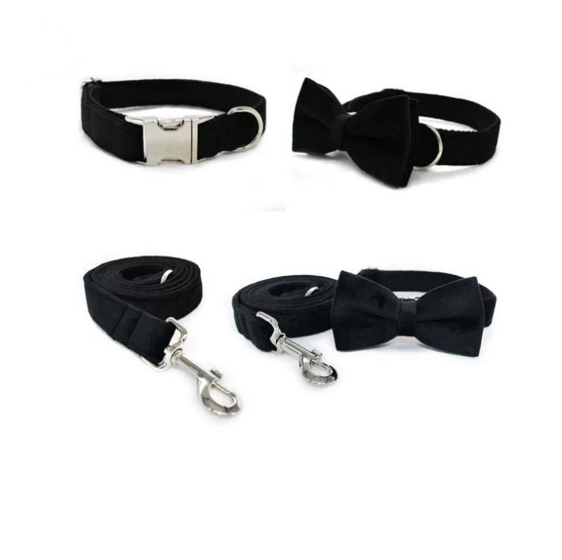 Classic Velvet Dog Collar with MOQ50PCS in Mixed Colors and Pattern Design