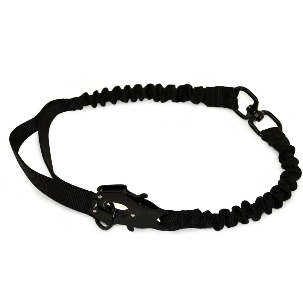 Training Military Tactical Nylon Bungee Dog Leash, with Durable Flog Clip Double Handles