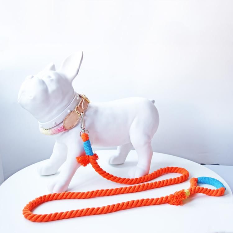 Customized Multiple Color Durable Handmade Cotton Braided Rope Dog Leash
