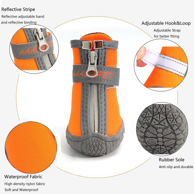 4PCS/Set Winter Dog Shoes for Small Dogs Warm Snow Boots