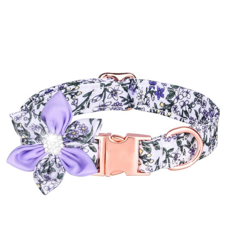 Detachable Rhinestone Flower Dog Collar