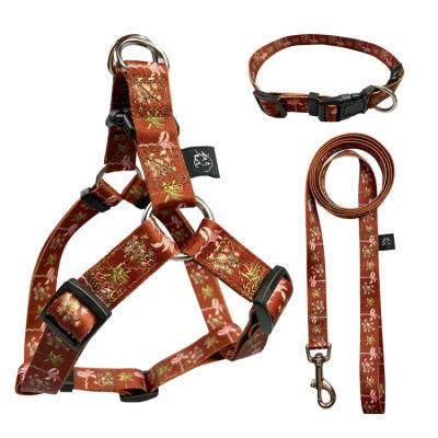Private Label Custom Pattern Comfortable Dog Harness Set of Collar Leash