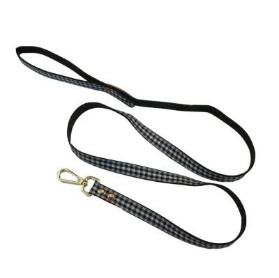 Best Selling Tweed Plaid Leather Black Pet Dog Leash