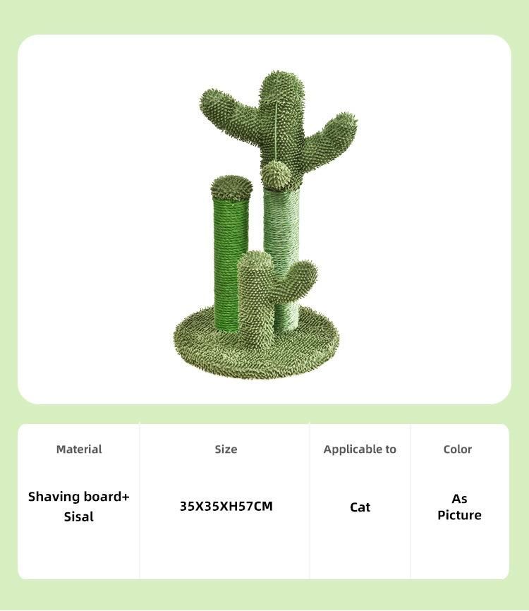 Petstar 2020 Natural Sisal Cat Scratching Post Cactus Cat Scratcher Featuring 3 Scratching Poles and Dangling Ball