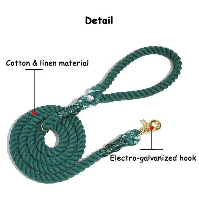 Custom Dog Slip Leash Rope High Quality 100% Cotton Colorful Braided No Pull Dog Leash Rope